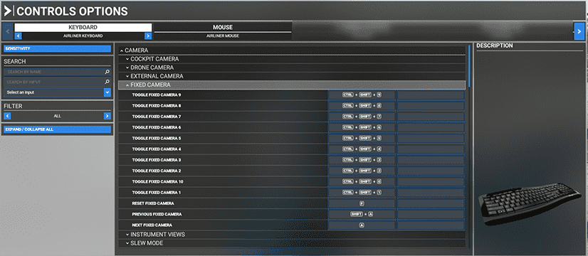 Keyboard Shortcuts for Fixed Camera Views